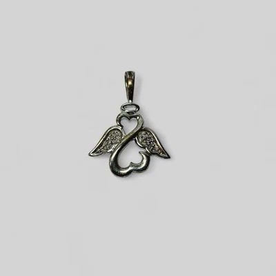 Pingente de anjo Jane Seymour corações abertos prata esterlina 925 diamante - Imagem 1 de 4