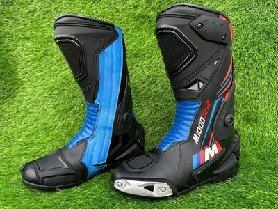 Botas de cuero de vaca de carreras de motociclistas BMW botas de cuero para hombre de motocicletas Foto 1 de 2