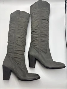 Russell Bromley Grey Nubuck Leather Knee High Boots. Size 5  Block Heel  - Picture 1 of 15