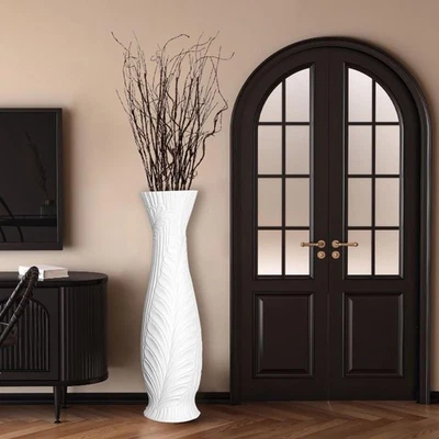 Jarrón alto de piso blanco de 30 pulgadas, jarrones grandes de cerámica modernos hechos a mano para el hogar... Foto 1 de 4