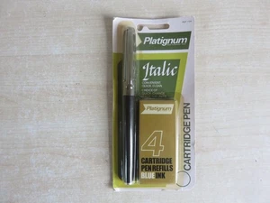 Black / Silver Platignum Italic Cartridge Pen. Sealed, Unopened Pack. - Picture 1 of 5