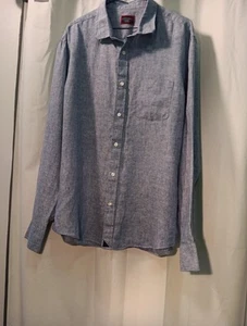 Camisa Untuckit Para Hombres XLT Delgada Azul 100% Lino Manga Larga Playa Vestido Piscina Barco - Imagen 1 de 10
