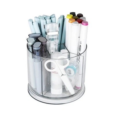 Schreibtisch Organizer, 360 Grad Stiftehalter Drehbar transparent, für Büro, ... - Bild 1 von 4