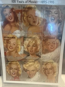FRANCOBOLLI MONTSERRAT - Marilyn Monroe 100 anni di film con autenticità 1895-1995 - Foto 1 di 3
