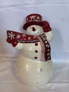 Entzückende Vintage Ganz Urlaub Weihnachten Winter Schneemann Keksdose 12" hoch - Bild 1 von 9