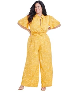 Nina Parker Women's Trendy Plus Size Knot-Hem Top (Golden Palm, 1X) - Picture 1 of 7