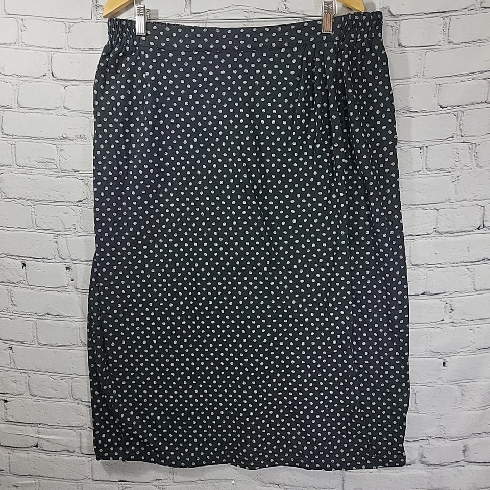 Falda De Colección Años 90 Elisabeth Liz Claiborne Talla Grande 3 Estampado Negro Algodón Modesto Envoltura Foto 1 de 4