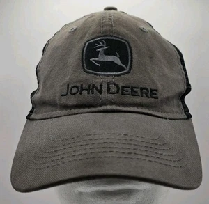Genuine John Deere Trucker Hat Snapback Gray Cap Black Mesh Black Logo Tractor - Picture 1 of 9