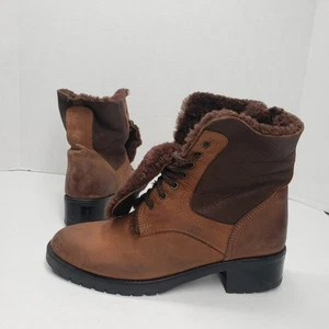 Vintage La Canadienne Boots Womens 9.5 Brown Suede Leather Fleece Lined Lace-Up - Picture 1 of 16