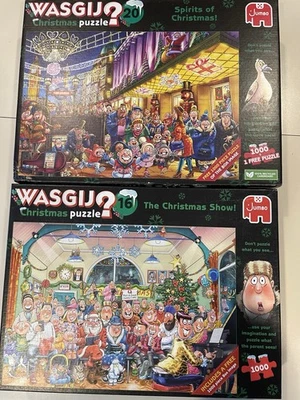 Wasgij Puzzle Navidad Lote 20 y 16 Espíritus de Navidad Ambos 2x 1000 BONUS Show Foto 1 de 4