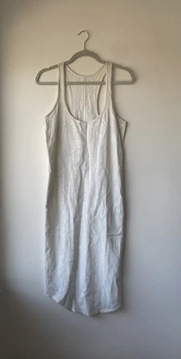 Raquel Allegra White Midi Straight Tank Dress Wax Coated Size Small  - Image 1 of 4