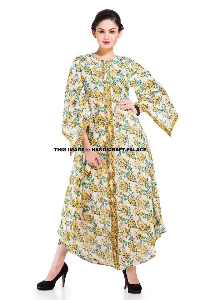 Indien Coton Main Imprimé Tunique Plage Vêtement Beau one piece Femme Longue - Photo 1/1