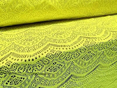 Lace Dress Fabric, per metre - Scalloped Frill - Fluorescent Yellow - Image 1 of 3