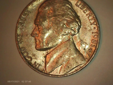 1981-P/P Jefferson Nickel RPM DDO Die gouge / Die crack RARE 5c Cover
