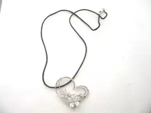 Silberhalskette mit Herzanhänger & hellen Steinen (925er) OM2946 - Picture 1 of 2