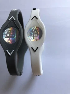 2 PCS  GREY  & WHITE Power Balance Energy Health Band Bracelet XS,S, M, L,XL - Picture 1 of 2