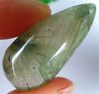 39X17x10mm Natural Green Rutilated Quartz Crystals Teardrop Pendant Bead Bq65911