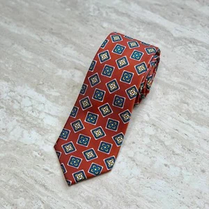 New Men’s Necktie Luxury Brand Joseph Bender English Medallion Tie - Orange - Picture 1 of 2