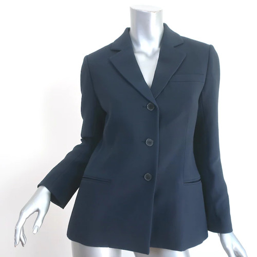 Giacca petto singolo Christian Dior blazer blu lana seta taglia 38