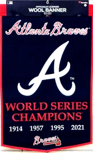 Atlanta Braves Embroidered Wool World Series Champions Banner 24x38 Inch New - Picture 1 of 1