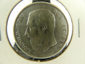 1868 Belgium 5 Francs - Silver Coin - Leopold II - Picture 1 of 3