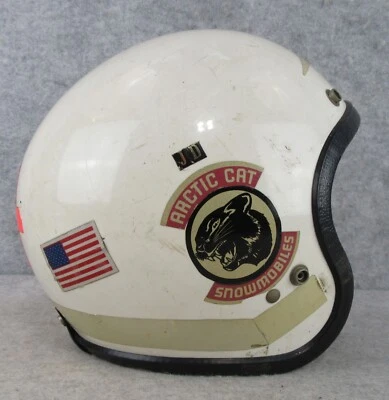 Vintage Arctic Cat Snowmobile JD Racing Helmet RN45573 both Yellow Clear Visors - Image 1 of 4