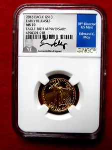 2016   $10 1/4 OZ  EARLY RELEASE GOLD EAGLE NGC MS70 30TH ANNIVERSARY ITEM #018 - Picture 1 of 10