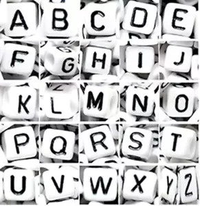 50 / 100pcs 6mm white cube single & mixed letters acrylic alphabets beads - Picture 1 of 32
