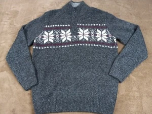 Tricots St Raphael Mens Pullover Sweater Gray Snowflake  Medium - Picture 1 of 8
