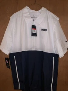 Nike Seattle Seahawks Sideline Coaches Half-Zip Short Sleeve Jacket CJ8633-100 L - Picture 1 of 3