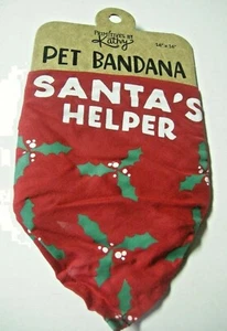 Pet Bandana, Christmas "Santa's Helper," Red, Size Small, 16" x 16", Brand New - Picture 1 of 1