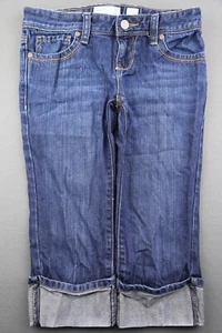 Girl's 2010 Old Navy Jeans Cuffed Capri Adjustable Waistband Size 10 (25x15) - Picture 1 of 8