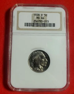 1928 D NGC MS64 Buffalo Nickel Old Soap Box Fatty Holder - Picture 1 of 9