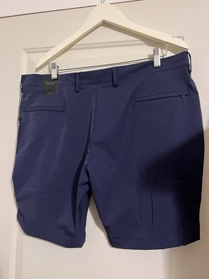 Bloomingdale’s $108 The Men’s Store Navy Blue Nylon Spandex Golf Shorts Athletic - Imagem 1 de 4