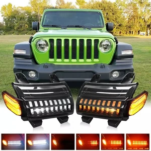 Pair LED Turn Signal Fender Lights DRL For Jeep Wrangler JL JLU Rubicon 2018-24 - Bild 1 von 15