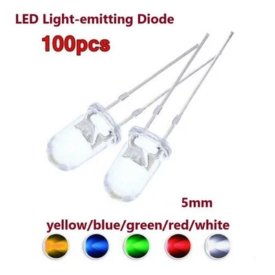 LED Lights LED Bulbs Transparent 10000-12000mcd 5MM Red/Blue/Green/White/Yellow - Image 1 of 3