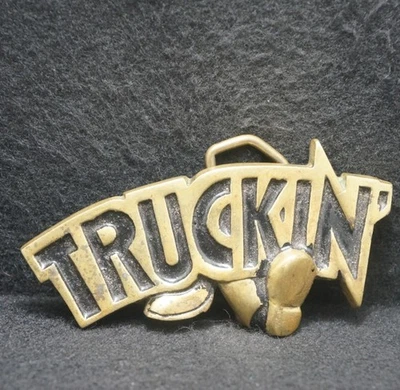 XD01134 IMPRESIONANTE HEBILLA DE CINTURÓN DE CAMIÓN VINTAGE 1978 **CAMIÓN** LATÓN MACIZO PARA HOMBRE Foto 1 de 2