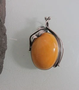 Bernsteinbrosche Brosche / Anhänger Butterscotch Amber honigfarben 925 Silber - Picture 1 of 4