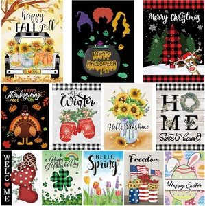 Seasonal Garden Flags Set of 12, Double-Sided 12x18 Inch Outdoor Decor - Picture 1 of 7