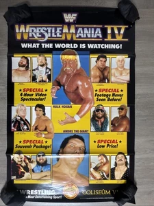 Original 1988 WWF Wrestle Mania IV Video Release Poster 24x35 Hogan Savage Andre - Bild 1 von 21