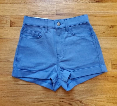 (NUEVO CON ETIQUETAS) Pantalones Cortos de Jean American Apparel Cintura Alta Puño Azul Foto 1 de 2