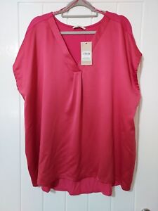 LADIES LONG PINK SILKY PULLOVER BLOUSE SIZE 20 NWTS