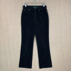 Lauren Jeans Ralph Womens Pants 4 Black Corduroy 29x30 Flare Bootcut Mid Rise - Picture 1 of 12