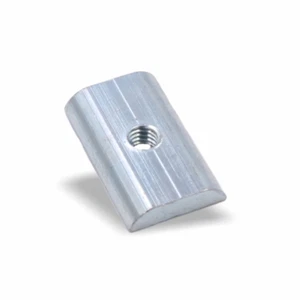 Nutenstein | Gewindeplatte 20x12x3 mm M4 Gewinde mittig | Messing verzinkt - Bild 1 von 2