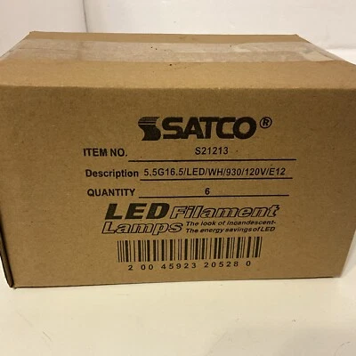 Satco S21213 5.5w G16.5 Globe LED 3000K Candelabra Base Dimmable 60w (Pack Of 6) - Image 1 of 4