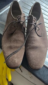 Clarks CUSHION PLUS SCARPE DERBY DERBY IN CAMOSCIO MARRONE STRINGATE UK 8G - Foto 1 di 6