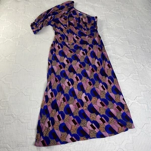 ZARA Studio XS Bloggers Fav Geometric Print One Shoulder Asymmetric Midi Dress - Picture 1 of 13
