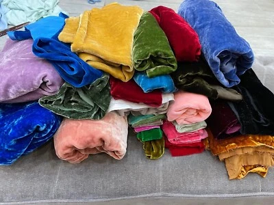 Silk Velvet Scraps Silk Velvet Swatches Velvet Pieces Velvet Ribbon Boho Velvet - Image 1 of 4