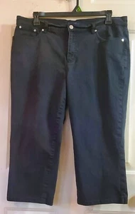 Pantaloni donna Chaps® taglia 16 Capri neri 5 tasche design Ralph Lauren jeans con cappuccio - Foto 1 di 9
