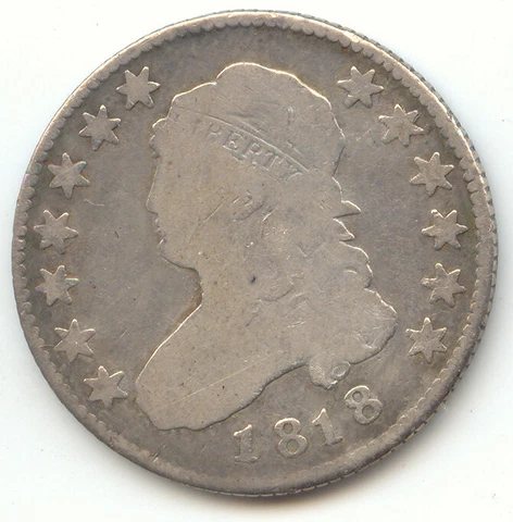 1818 Capped Bust Quarter, Good/AG Details Cover